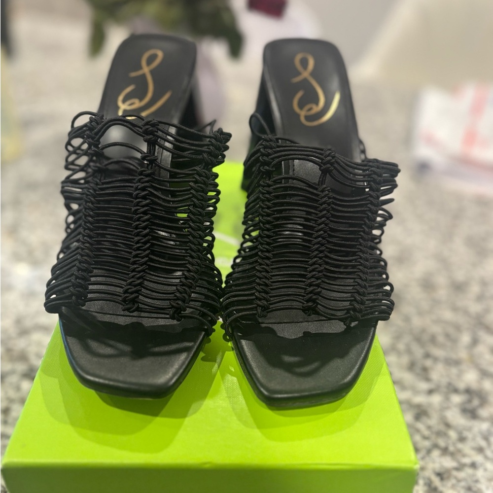 Sam Edelman Black Mules with Woven Straps